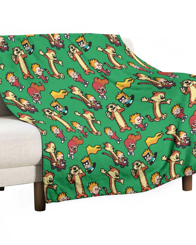 Calvin and Hobbes Single-Side Printing Flannel Blanket