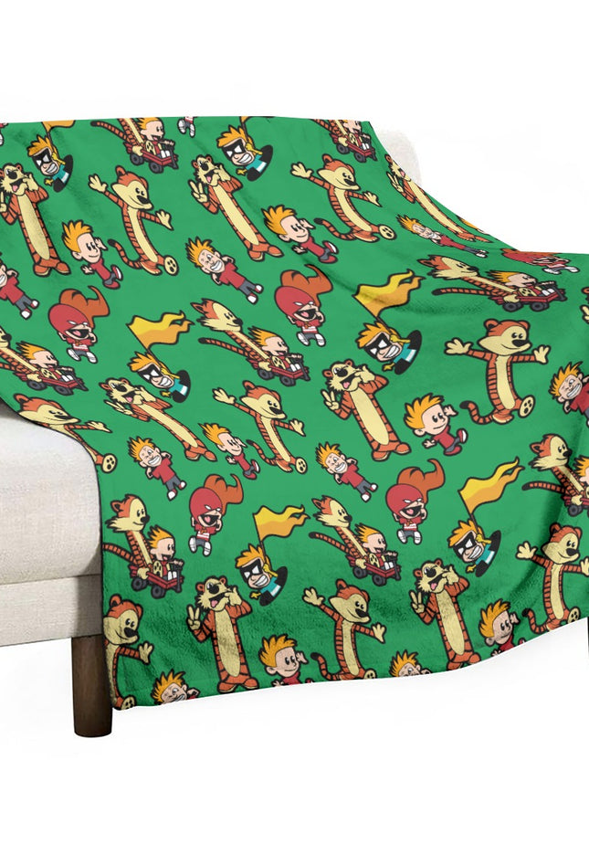 Calvin and Hobbes Single-Side Printing Flannel Blanket
