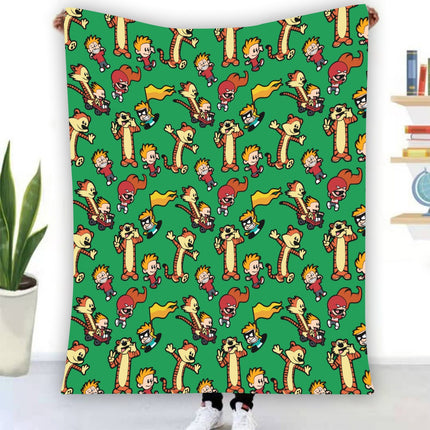 Calvin and Hobbes Single-Side Printing Flannel Blanket