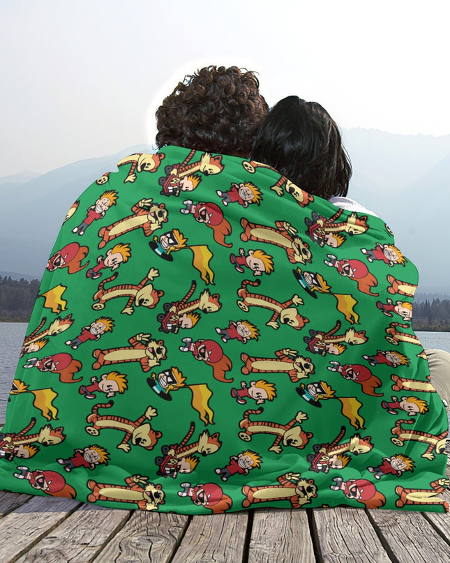 Calvin and Hobbes Single-Side Printing Flannel Blanket